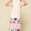Tropical Print Color Block Rayon Maxi Dress