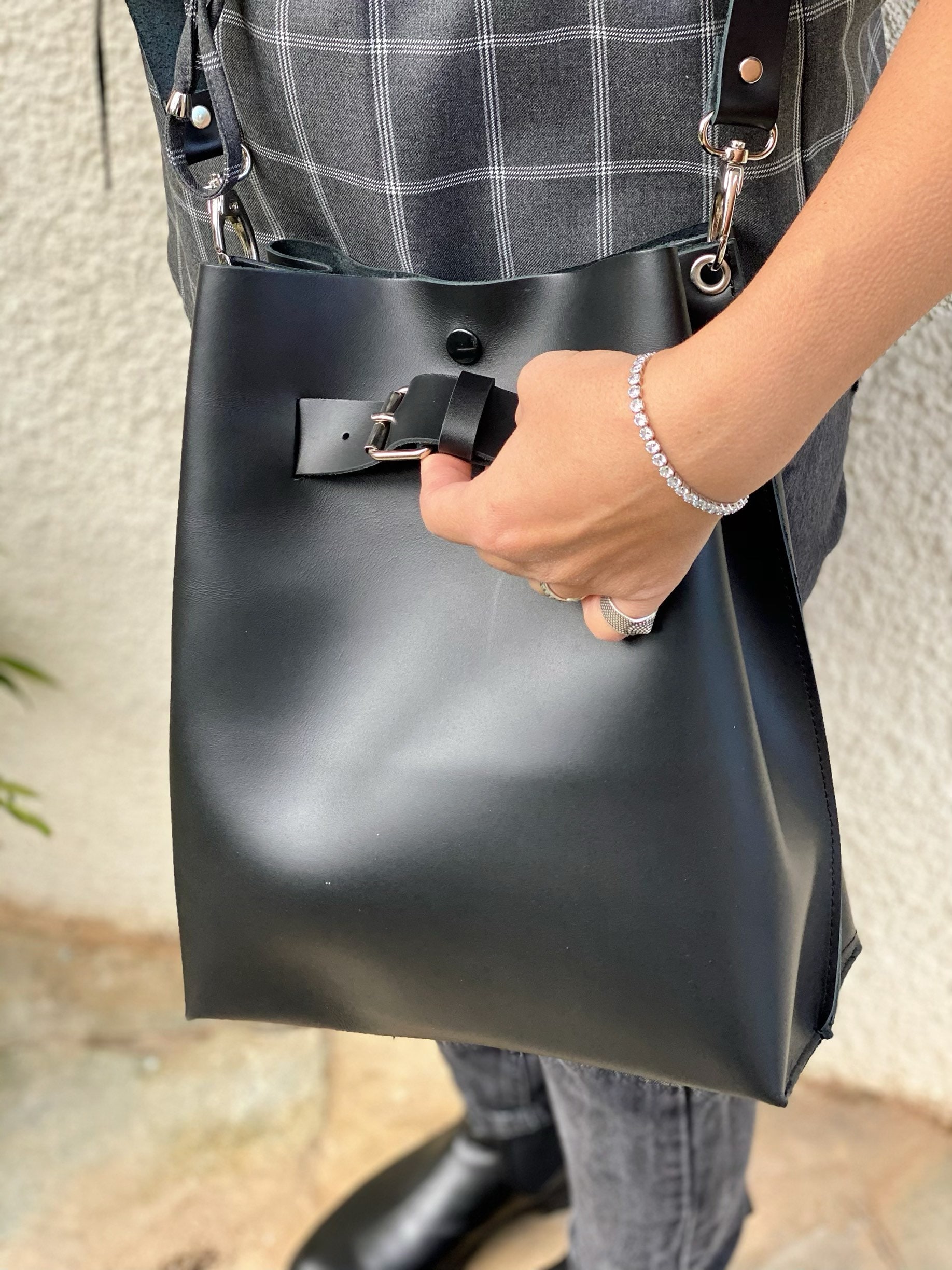 Black Leather Handbag Women Bucket Bag Crossbody Shopping Black Leather Handbag Women Bucket Bag Crossbody Shopping