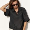 Oversized Polo Shirt For Women Lightweight Semi Sheer