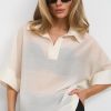 Oversized Polo Shirt For Women Lightweight Semi Sheer