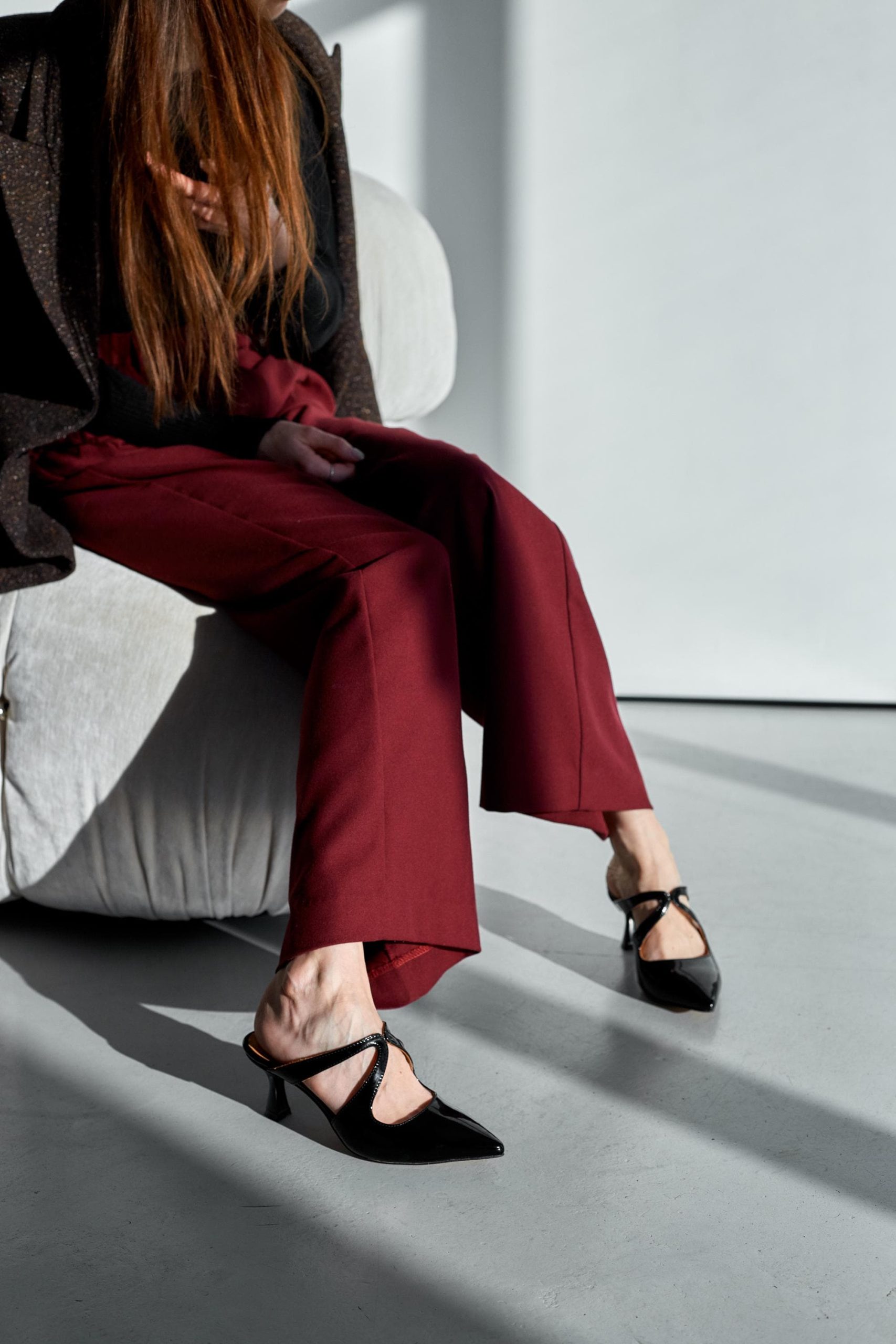 Elegant Black Heeled Sandals 6 Cm Heel Leather Elegant Black Heeled Sandals 6 Cm Heel Leather