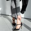 Black Suede Sandals Ankle Strap Pointed Toe Stiletto