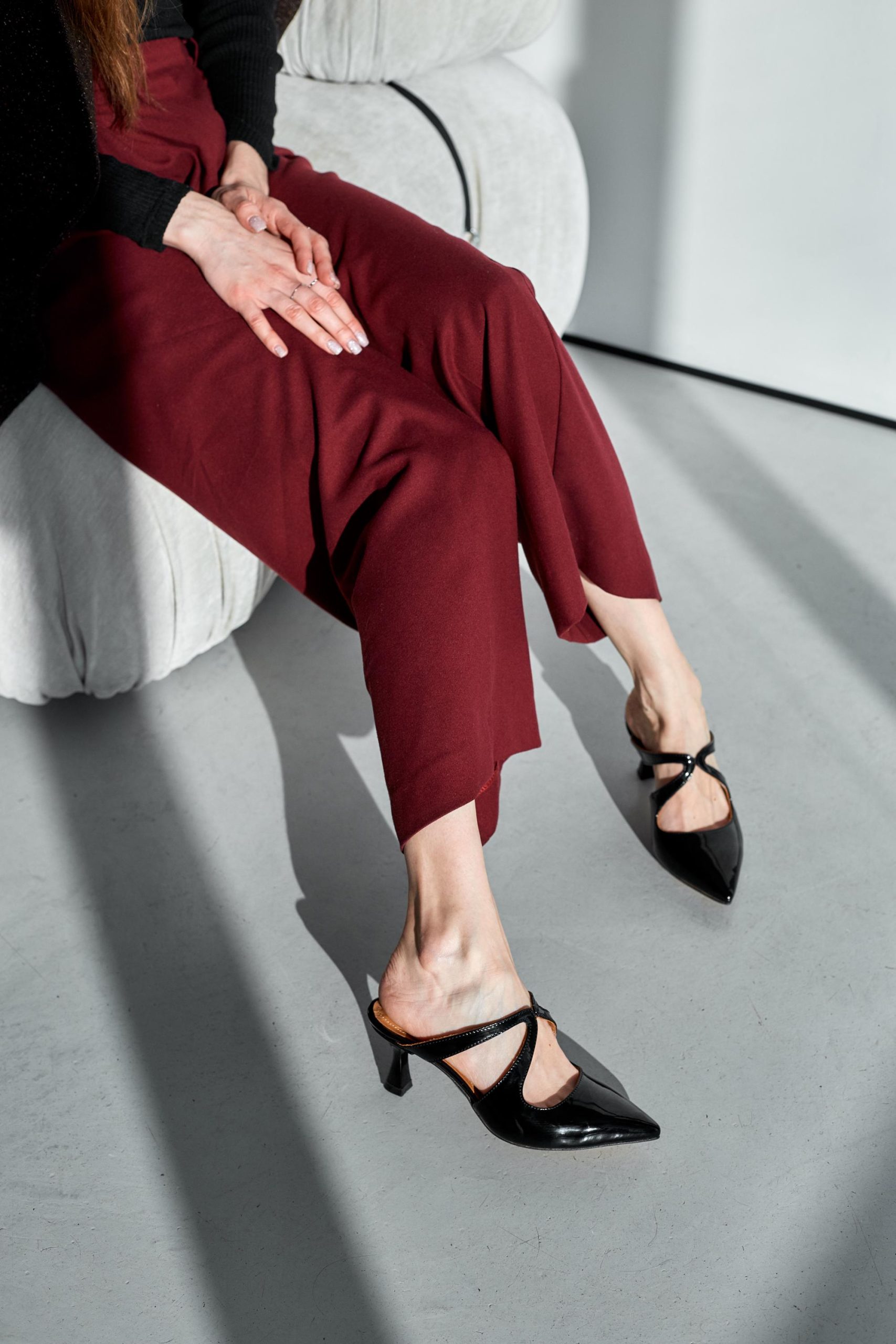 Elegant Black Heeled Sandals 6 Cm Heel Leather Elegant Black Heeled Sandals 6 Cm Heel Leather