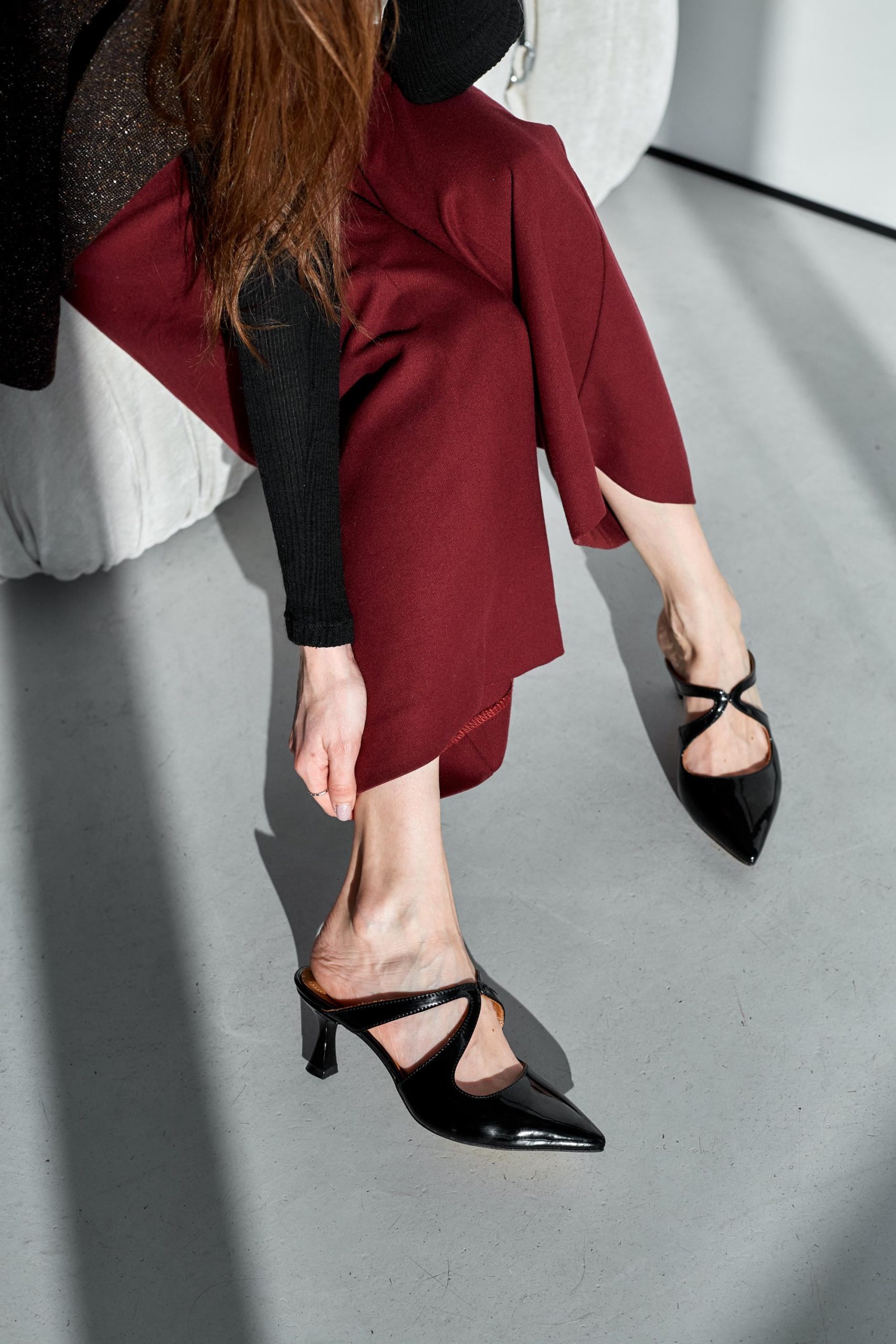 Elegant Black Heeled Sandals 6 Cm Heel Leather