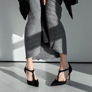 Black Suede Sandals Ankle Strap Pointed Toe Stiletto