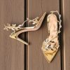 Gold Leaf Gladiator Sandals: Patent Leather Pointed Toe